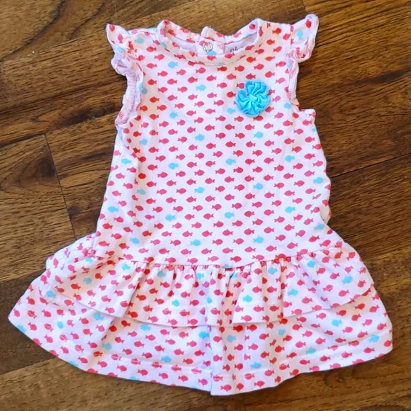 Carter's girls pink fish print dress size 3-6M - Picture 1 of 3